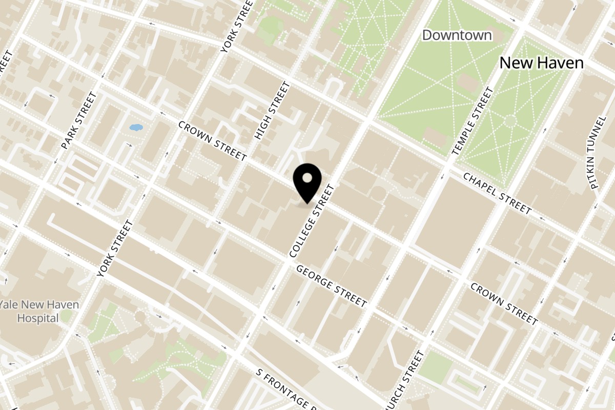 Map showing the location of Jack's Bar And Steakhouse on 212 College St in New Haven